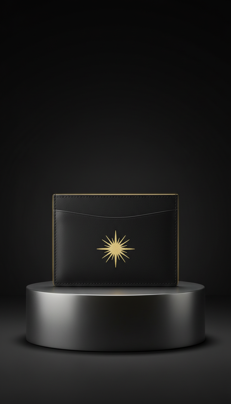 Minimalist Leather Cardholder Gold Logo