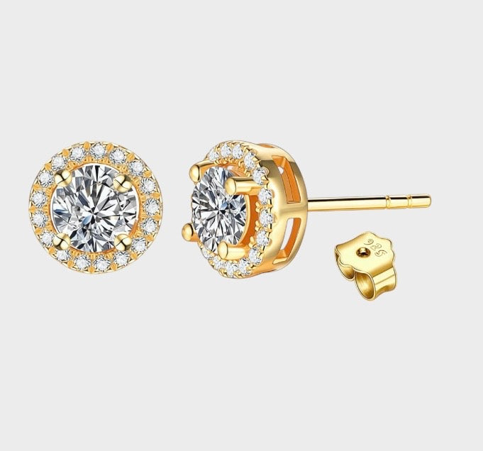 Halo Moissanite Earrings