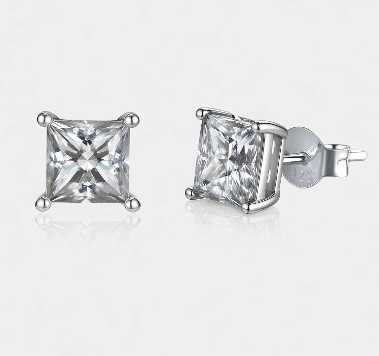 Princess Cut Moissanite Earrings