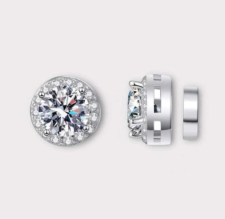 Moissanite Magnetic Halo Earrings