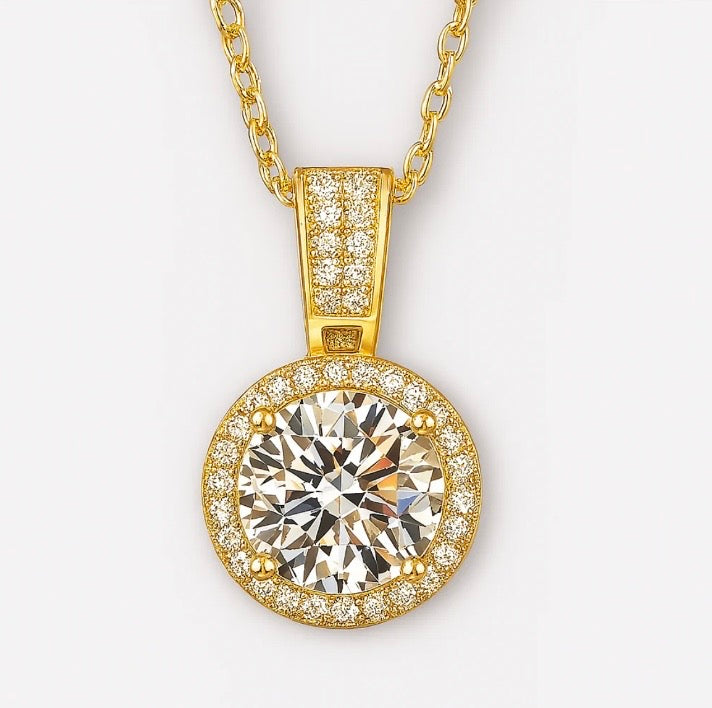 Moissanite Halo Necklace