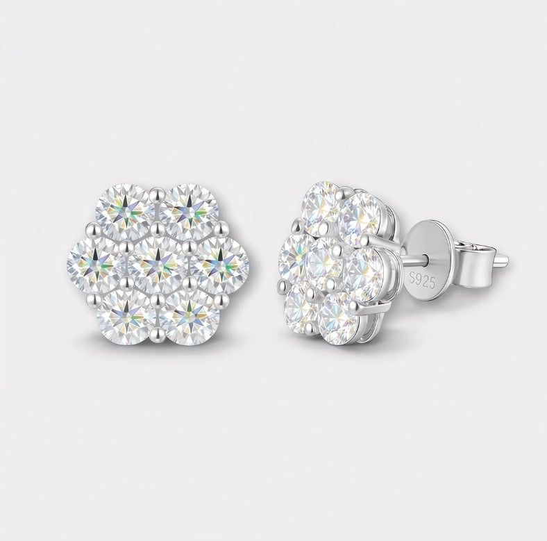 Moissanite Flower Earrings