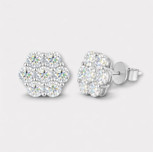 Moissanite Flower Earrings