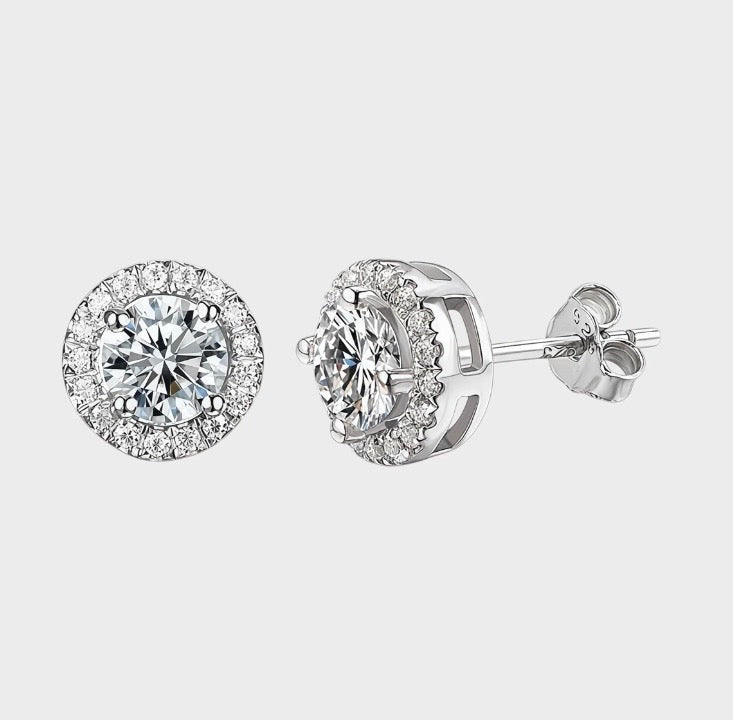 Halo Moissanite Earrings