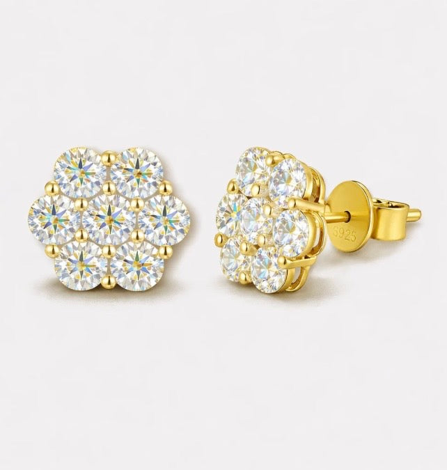 Moissanite Flower Earrings