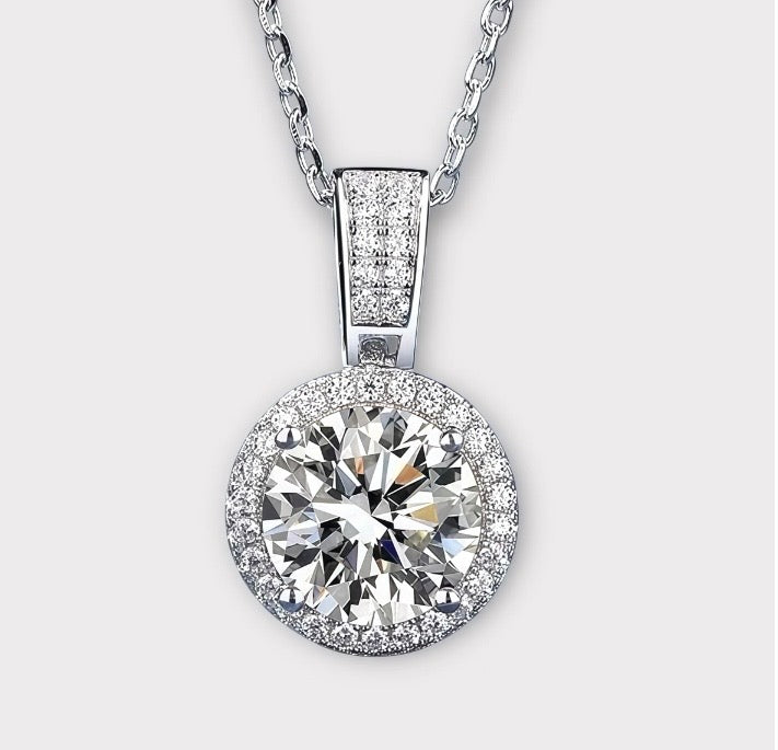 Moissanite Halo Necklace