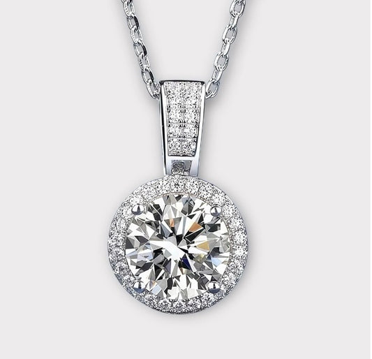 Moissanite Halo Necklace