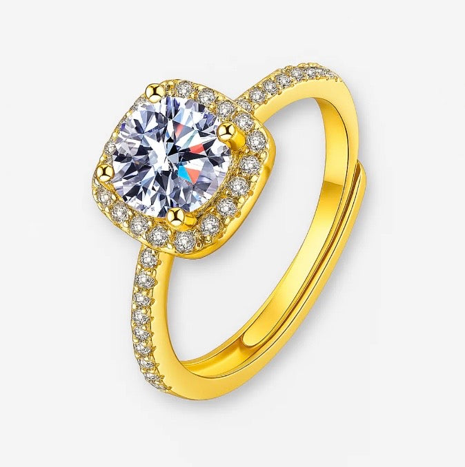 Moissanite Square Halo Ring