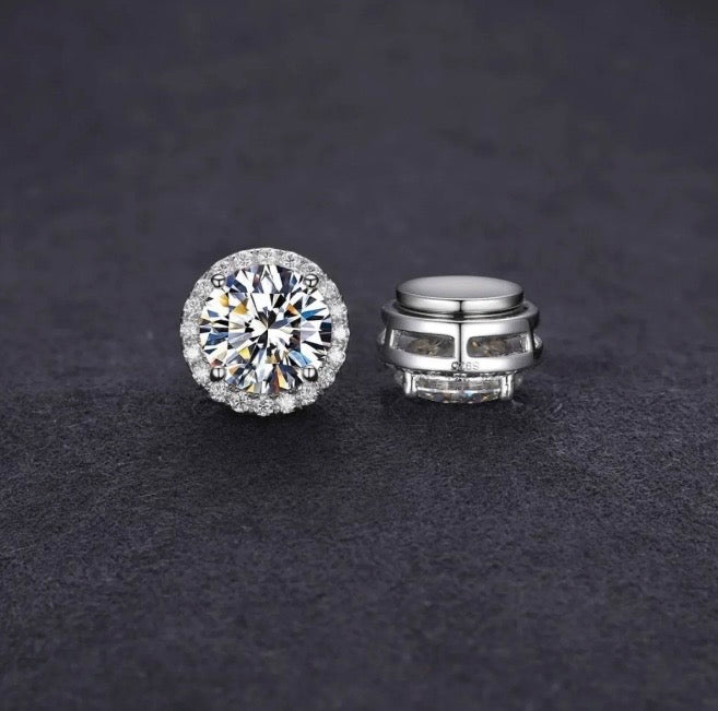 Moissanite Magnetic Halo Earrings