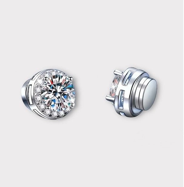 Moissanite Magnetic Halo Earrings