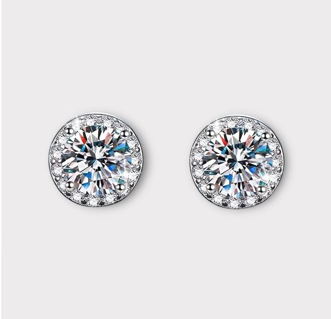 Moissanite Magnetic Halo Earrings